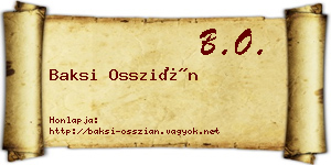 Baksi Osszián névjegykártya